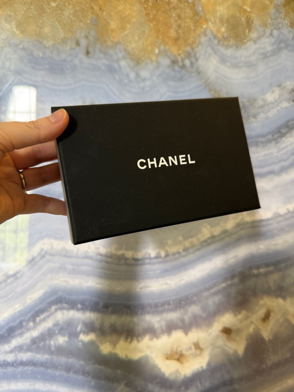 CHANEL Black Box with White Logo Plate